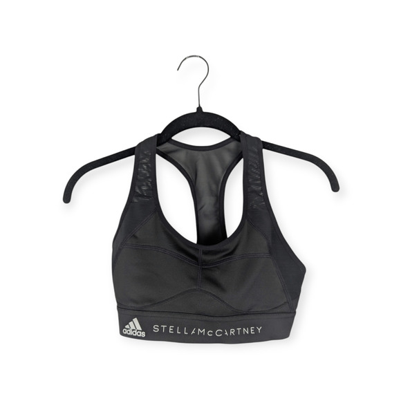 adidas by Stella McCartney Essentials Mesh-Back Sports Bra in Black - Picture 2 of 6